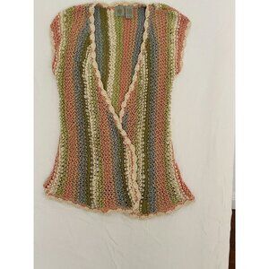 Anthropologie MAHJONG SWEATER VEST by HWR MONOGRAM Size S Women's Striped Croche